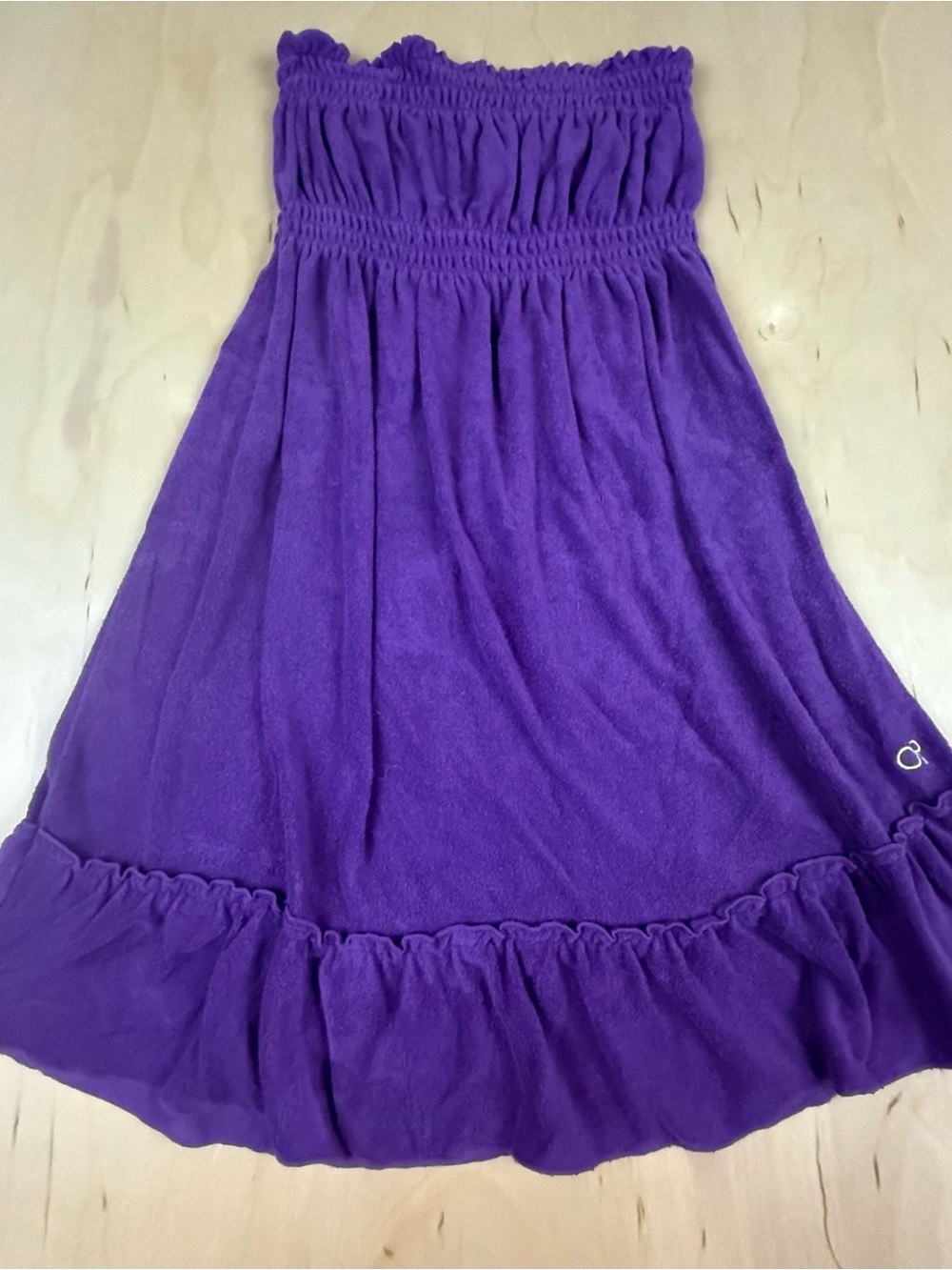 OP Purple Strapless Smocked Swim Coverup